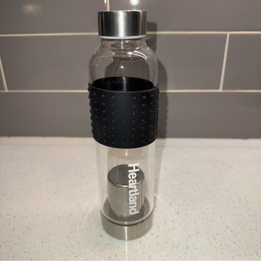 GROSCHE MARINO GLASS WATER TEA COFFEE TRAVEL INFUSER — BLACK — 18.6 OZ - Picture 2 of 13